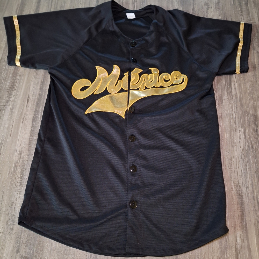 Black and Gold Button-Up Jersey